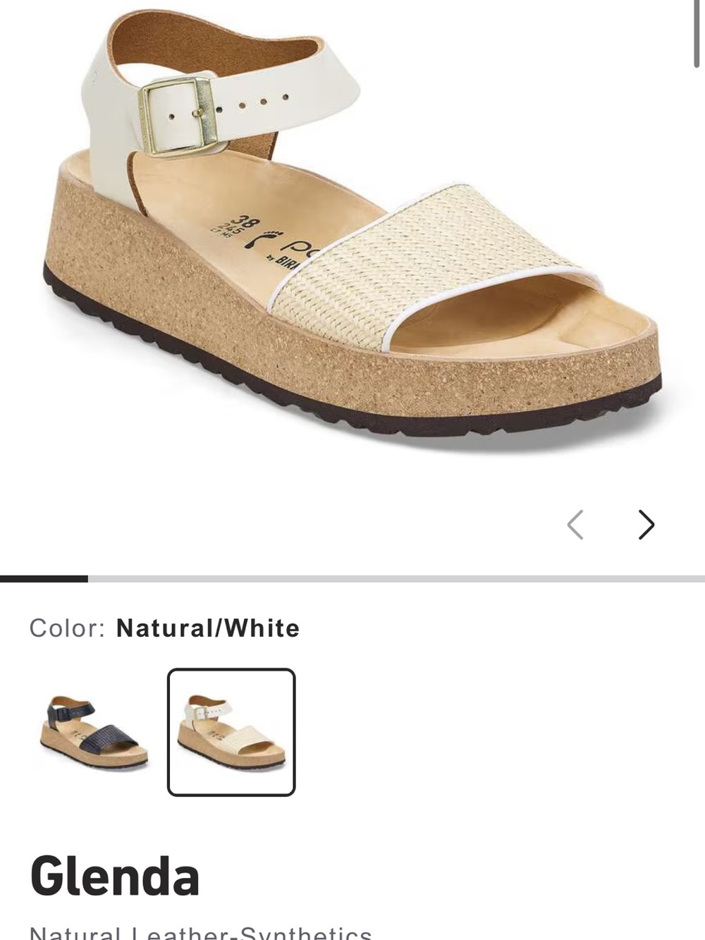 Papillio by Birkenstock Glenda Natural/White Ankle Strap Platform Sandal